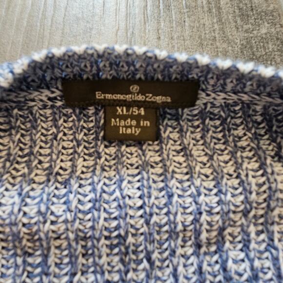 Ermenegildo Zegna Sweater Men’s XL Cable-Knit Cotton V-Neck Slub Maritimecore - Picture 7 of 9